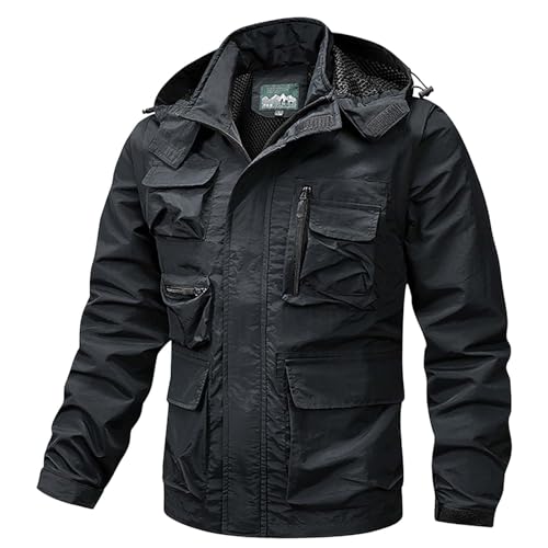 Chaqueta impermeable de hombre clásica para lluvia y viento con bolsillos tácticos