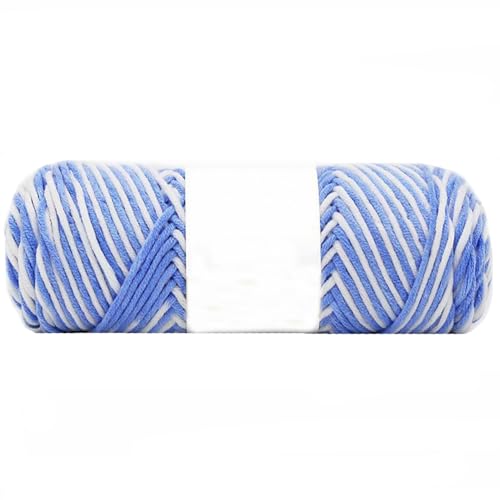 Image of Blue & White Soft Cotton Crochet & Knitting Yarn - 100g /0.22lb Rainbow Gradient Worsted & Super Soft Warm Yarn for Sweater, Bag, Hat & Scarf