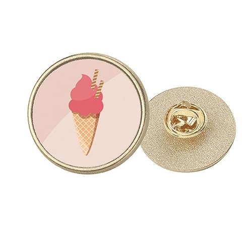 Broche ronde en métal doré Biscuits Egg C Red Ice, taille M pour accessoire chic