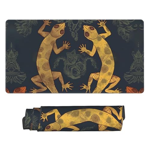 Tapis de souris de jeu étendu 40x75 cm avec motif gecko et base antidérapante pour bureau