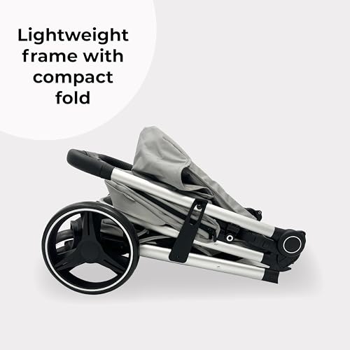 My Babiie MB160 Pushchair – from Birth to 4 Years (22kg), 4-Wheel Suspension, Large Basket, XL Canopy, Foldable, Compact, Stroller with Footmuff, Cup Holder, Rain Cover – Grey Tropical - Image 5