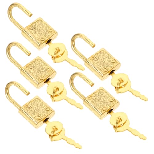 TEMPNAP 5セット ヴィンテージスル小型宝箱用南京錠 鍵付き 製アンティークパドロック 木製キャビネットやジュエリーボックス対応 耐久性あ
