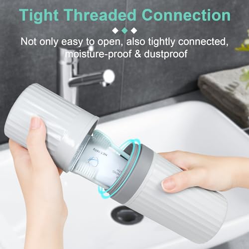 Image of Mulbozy Travel Toothbrush Holder, Large Travel Toothbrush Cup Case, Portable Travel Toothbrush Toothpaste Makeup Storage for Business Trip Camping School - Gray