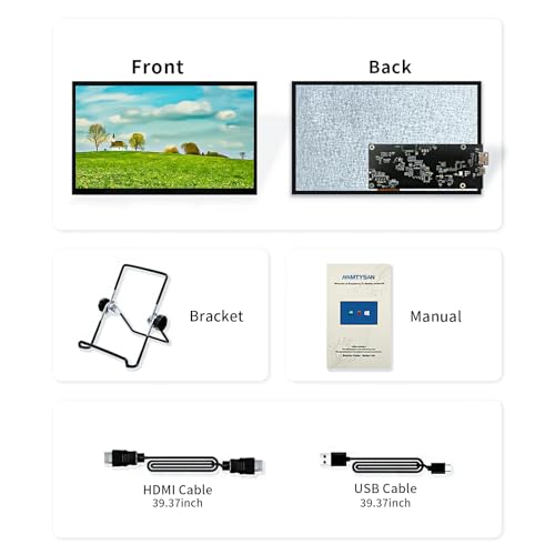Image of HAMTYSAN Raspberry Pi Screen 10.1'' HDMI Monitor 1024x600 IPS LCD Display 16:9 Laptop External Monitor for Raspberry Pi 5 /4 /3 Win 11 /10 /8 /7, Non-Touch, Free-Driver