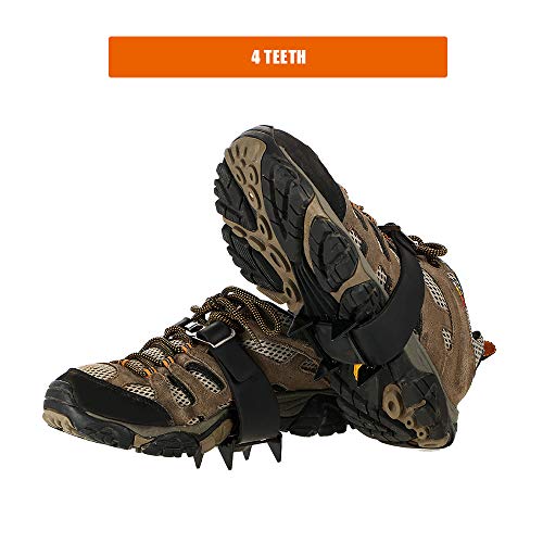 Crampon, Andoer 4 Crampons de dente Escalada de montanha ao ar livre, caminhada, esqui no gelo, neve