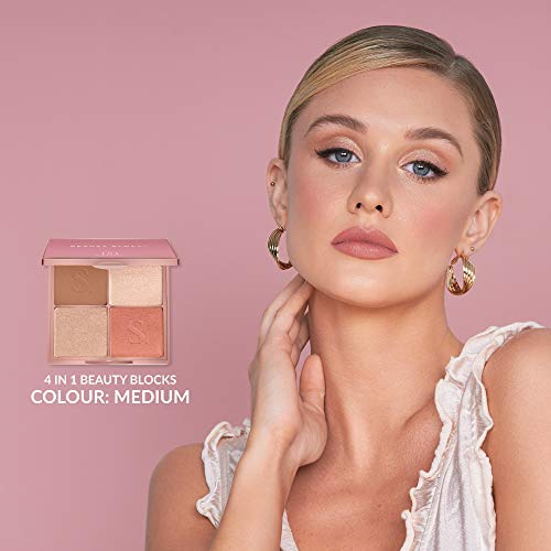 Beauty Blocks 4-in-1 Face Palette from Sculpted by Aimee (Medium) - Vegan Bronzer, Blusher, Powder & Cream Highlighters to Define and Glow - Image 5