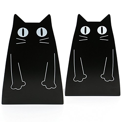 Tebery chat serre-livres en métal,noir