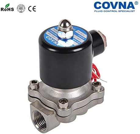 Electric Solenoid Valve - Covna NPT 2 Way 12V DC Stainless Steel 304 Electric Solenoid Valve Normally Closed for Air Gas Liquid Water Fuel.…