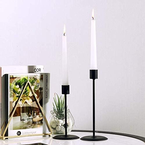 Miniatura 4 de Leoyoubei Portavelas de hierro retro, soporte para velas de té, juego de 4 para velas cónicas para velas cónicas de 34 pulgadas y velas LED,