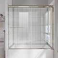56-60" W x 58" H Semi-Frameless Sliding Bathtub Door, Bathroom Glass Shower Door with 1/4'' (6mm) Clear SGCC Tempered Glass, Shower Doors can be Installed Left and Right (Brushed Nickel)