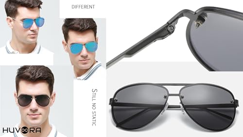 Image of Retro Polarized Aviator Sunglasses for Men Women Stylish | Metal frame with UV400 Protection | Spring Hinges Anti Glare Shatter Resistant Lightweight Goggles for Driving