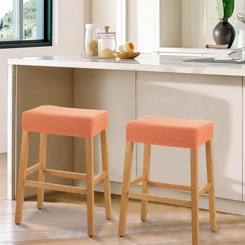 Image of YISUN Stool Covers Rectangle - 4 Pack Stretch Waterproof Saddle Seat Cover Counter Bar Stools Bar Chairs Covers Kitchen Island Chairs Cushion Protector