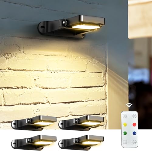 COXSENI Solar Wall Lights Outdoor with Remote Control, Large Battery, 6 Color Modes, Warm/Cool...