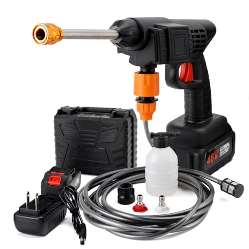 Topteng Power Blaster Plus Cordless Portable Electric Water Spray Gun and Hose Car Washer Cleaner Tool for Balconies Windows Exterior Walls Floors Fences Gardens Bathrooms