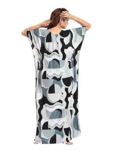 Image of Kaftan Printed Cotton Maxi Dress /Nighty /Nightdress for Ladies /Girls /Women | Free Size