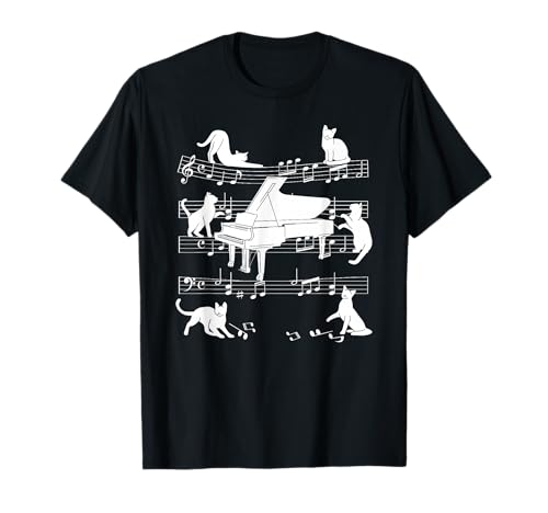 Pianist Cats for Cat loving Grand Piano player T-Shirt