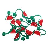 EXHUMKY Silikon Strohhalmkappen Wassermelonenform Wiederverwendbar Staubschutz Trinkhalmverschluss Outdoor Reise Zubehör