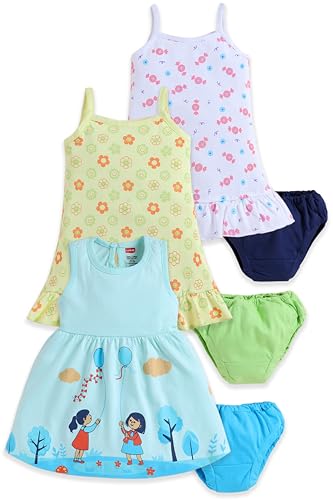 Image of LuvLap Baby Girl 100% Cotton Sleevless Girls Frock Pack of 3