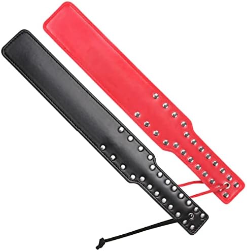 Akstore Adult Sex Toy Black Rivet Leather Hand Paddle Kinky (Black+Red)