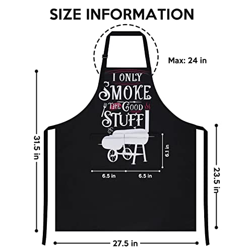 Aspmiz Funny Fathers' Day Kitchen Apron, Water Oil Resistant Apron With Pocket, Adjustable Bbq Apron For Grilling Cooking, Black Chef Bib Apron For Dad Husband Adults Daddy Gift, 27.5" X 31.5" #TOP5