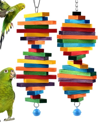 Bissap 2 PCS Bird Chew Toys, Multicolored Bagel Cascade Bird