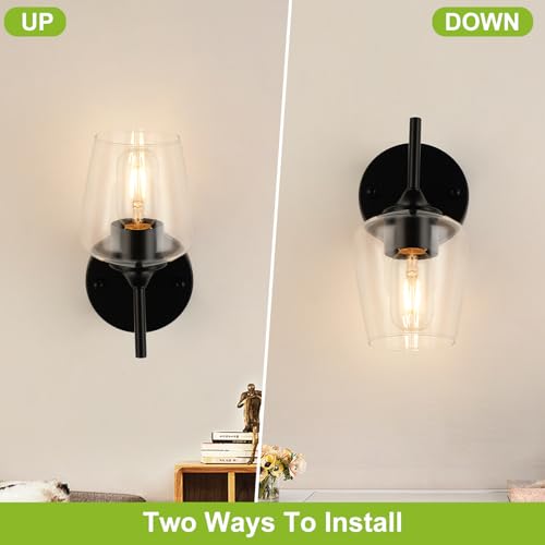 Image of foucasal Industrial Wall Sconces Black Bathroom Vanity Light Fixtures, Indoor Wall Mounted Lamp Modern Sconces 1-Light Wall Lighting for Bedside Bedroom Doorway