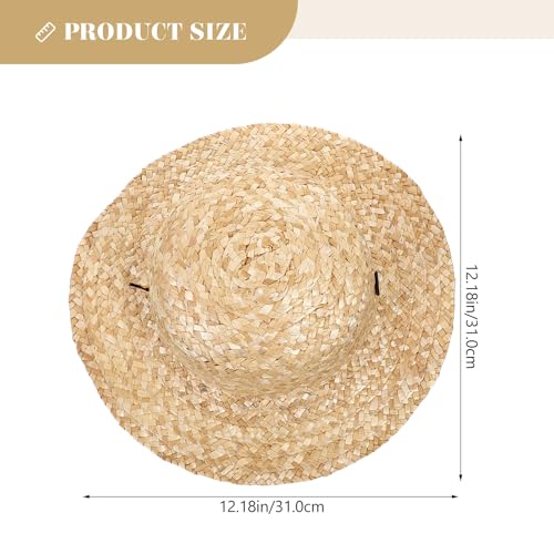 VOSAREA Summer Straw Hat Children Outdoor Straw Hat Wide Brim Kids Hat Summer Sun Hats Beach Straw Hat Photography Prop for Toddlers Kids (31CM) Beige2