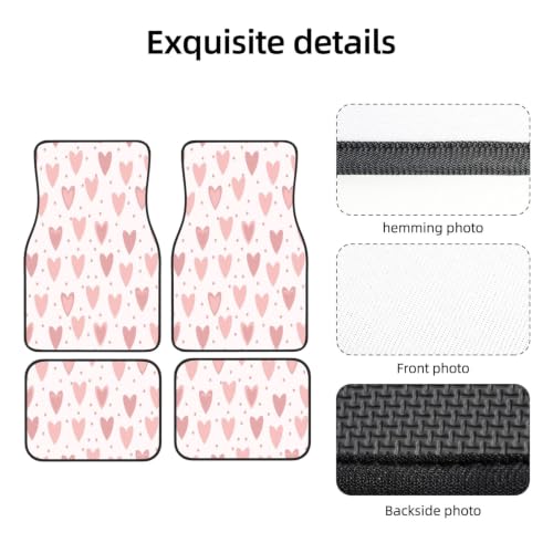 Alfombrillas para coche de neopreno con estampado de corazones en juego completo de 4 piezas 3