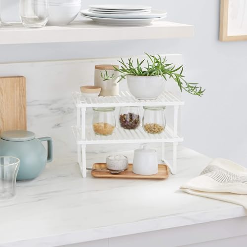 Miniatura 6 de Amazon Basics Estantes De Cocina Apilables Para Almacenaje, Blanco, 20.3 D X 31.6 W X 11.4 H Cm