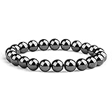 Crystal Vibe 8mm Hematite Bracelet - Elastic Adjustable Crystal Bracelet for Spiritual Healing, Posi