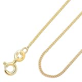 Amberta 18K Gold Plated on 925 Sterling Silver 1 mm Curb Chain Necklace Length 18' inch