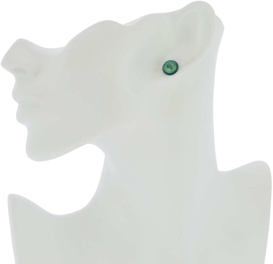 Glass Of Venice Murano Glass Button Stud Earrings - Aqua Gold