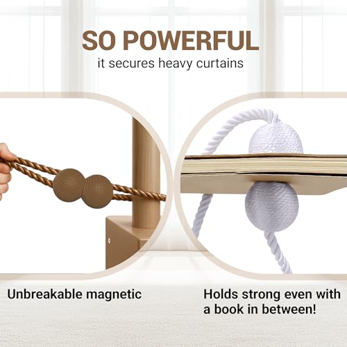 image for Hion Magnetic Curtain Tiebacks Dark Brown 6 Pack, Curtain Tiebacks Buc