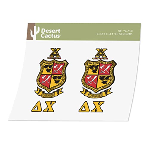 Desert Cactus Delta Chi Sticker Letter 2 Pack DChi DX Decal Greek for Window Laptop Computer Car (Crest Sticker)