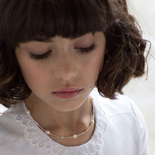 Molly B London Sterling Silver Cross & Pearl Necklace For Girls And Women. Dainty Teen Jewelry Present For Holy Communion, Flower Girl Gift, Birthday, Sweet 16 #TOP1