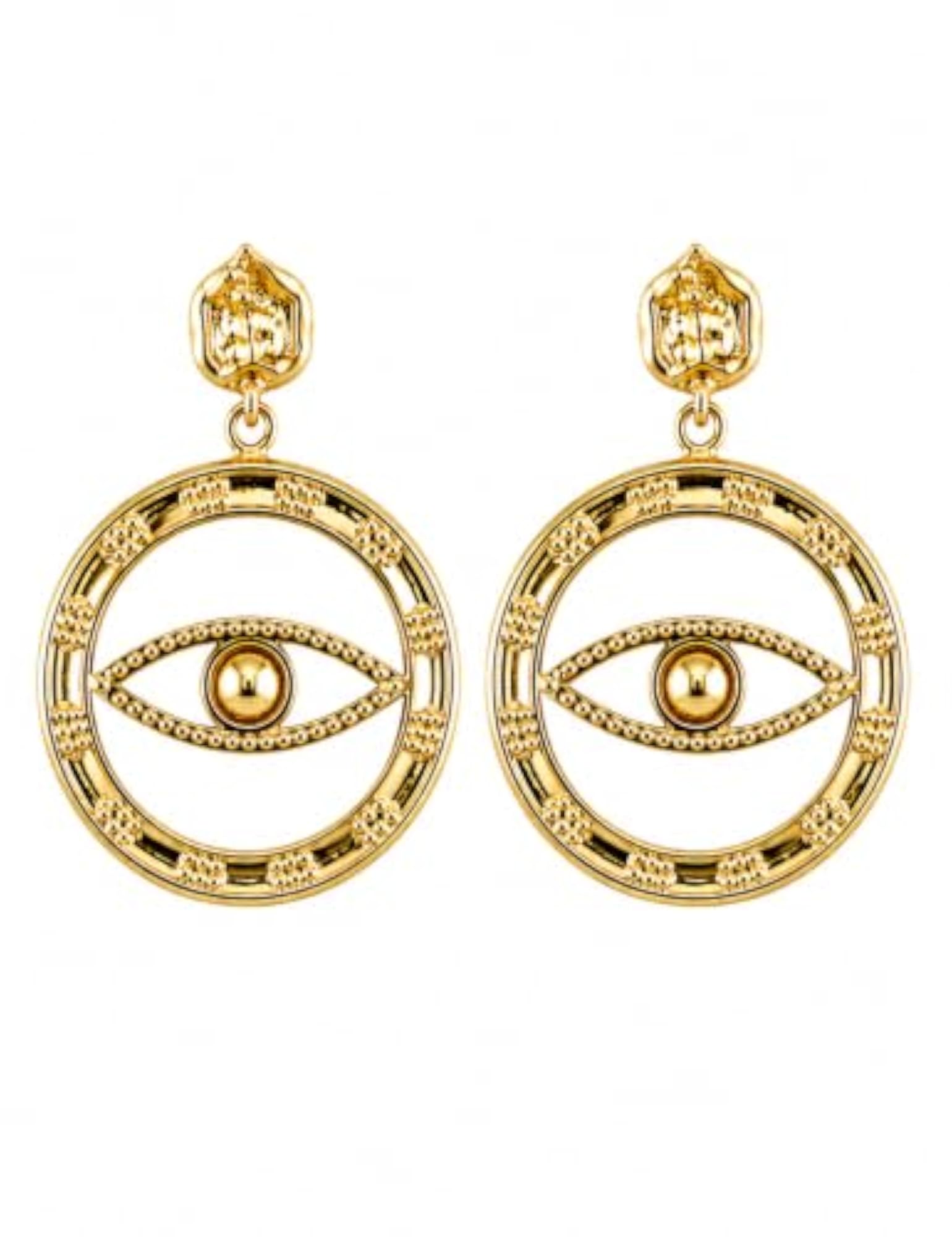 Women's 18K Gold Plated Evil Eye Drop Earrings, Waterproof