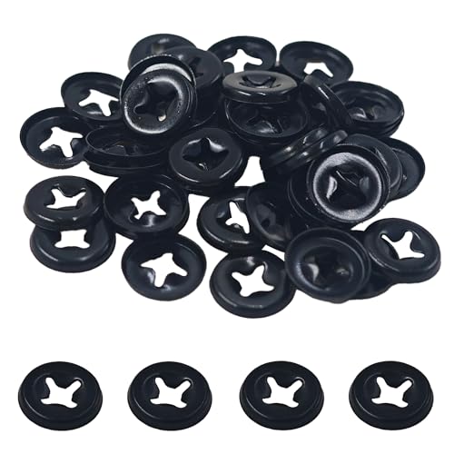 AUXBC 50Pcs Internal Tooth Lock Washers Set, M3x10mm Star Push On Speed Clips, 65Mn Steel Quick Locking Fasteners Kit with Black Oxide Coating