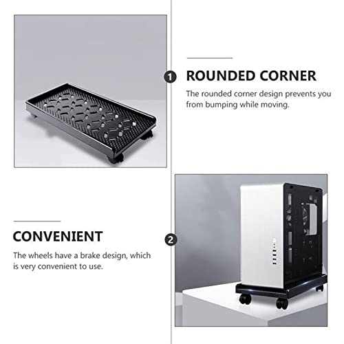 Soporte ajustable para monitor y torre de PC de escritorio - soporte móvil para CPU con ruedas de freno, negro miniatura 4