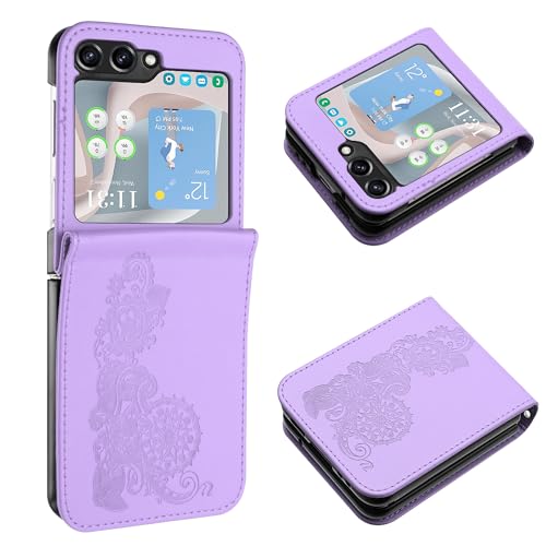 Rfvzubemok Compatible with Samsung Galaxy Z Flip5 5G Case,Compatible with Samsung Galaxy Z Flip5 5G Magnetic Flip Phone Cover Purple