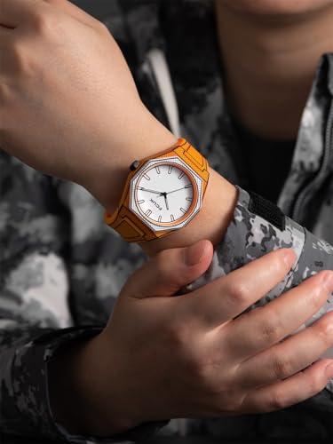 Image of FCUK Escarp Quartz| Analog Display | White Dial | Orange Silicone Strap | Watch for Men - FCMX09O