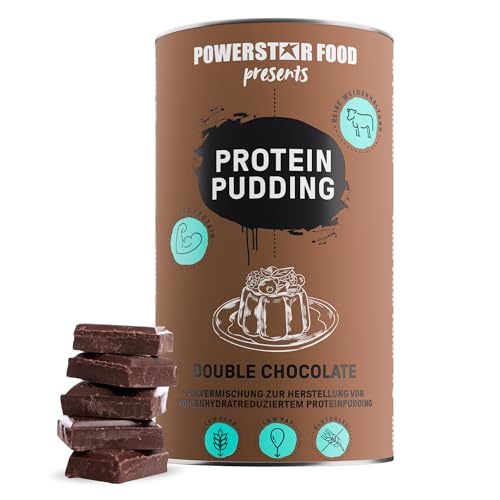 Powerstar PROTEIN PUDDING 420g | Höchster Proteingehalt 81,2% | Deutsche Herstellung | Pudding-Pulver ohne Zucker-Zusatz & ohne Kochen | Kalorienarm | Für Diät & Muskelaufbau | Double Chocolate