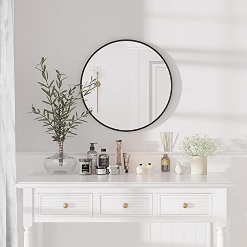Dripex 50cm Round Mirror, Circle Hanging Wall Mirror - Home Decorative Wall Mounted Vanity Mirror for Bathroom, Dressing Room & Living Room, Black