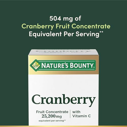 Image of Cranberry Concentrate w / Vitamin C by Nature's Bounty, Dietary Supplement, Supports Urinary Tract and Immune Health, 25200mg, 60 Rapid Release Softgels