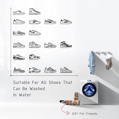 Dual Shoe Bag for Washing with Adjustable Shoe Trees, Laundry Shoe Bag for 2 Shoes, Fluffy Chenille Fiber, Wrap-around Cleaning, Olive-shaped Design, Durable Zipper, Beige 7