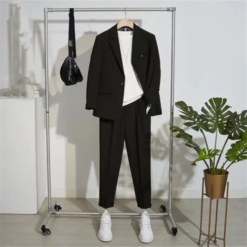 Men Business Casual Office Suits Set Men Solid Color Loose Two-Piece Set3