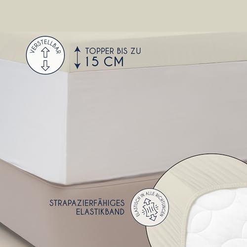 Dreamzie - Topper Spannbettlaken - 90x200cm / 100x200cm - 100 % Baumwolle – Ansicht 3