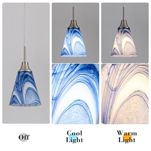 Image of Viinew Dark Blue Marble Glass Pendant Lamp Shade Mini Glass Light Cover