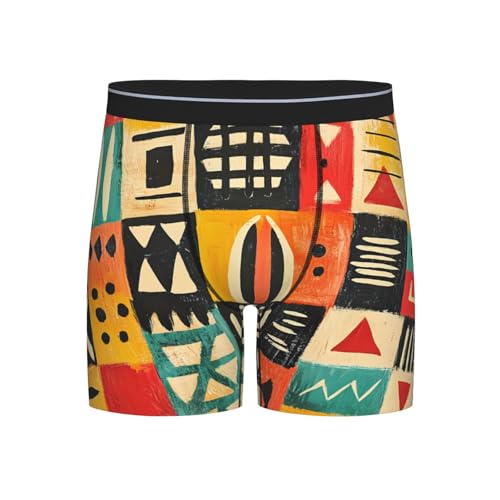 WBQLSL Men's Tribal Totem Printed Medium Boxer Briefs - All-day Coolness and Comfort, Long Size (S-2XL) Black