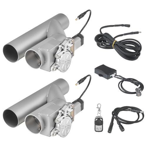 VEVOR Electric Exhaust Cutout 2.5 Inch 2PCS Universal Stainless Steel Exhaust Valve Kit with One Controller Remote Kit Cut Out Valve Y Pipe Remote Control Fits Trucks Sedans Sports Cars SUVs