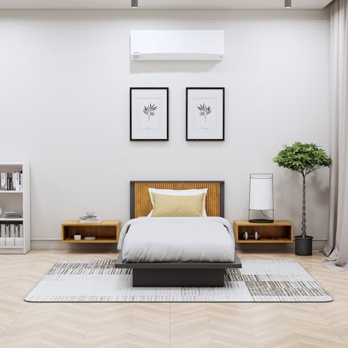 Image of Bniture Modern Low Height Single Size Bed Without Storage | Engineered Wood Platform Bed Headboard | Bed King Size Wooden Cot Double Bed for Bedroom 3 Year Warranty (Slate Grey & Giant Wood)